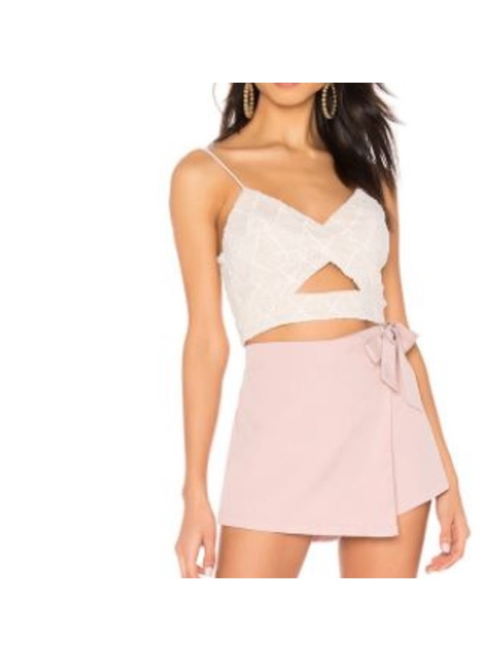 Superdown Trina wrap skort M Medium mauve ballet pink Revolve
